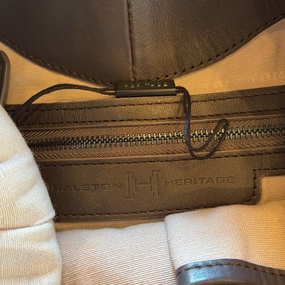 Halston Heritage Bag Womens Hobo Cobalt Blue Suede Brown Leather 2 Toned Slouch - Picture 12 of 15